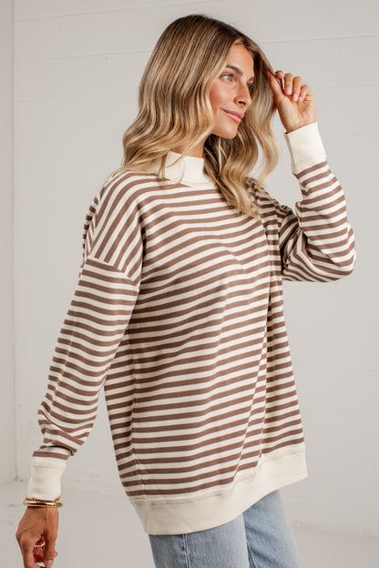 Always Fun Striped Mock Neck Top