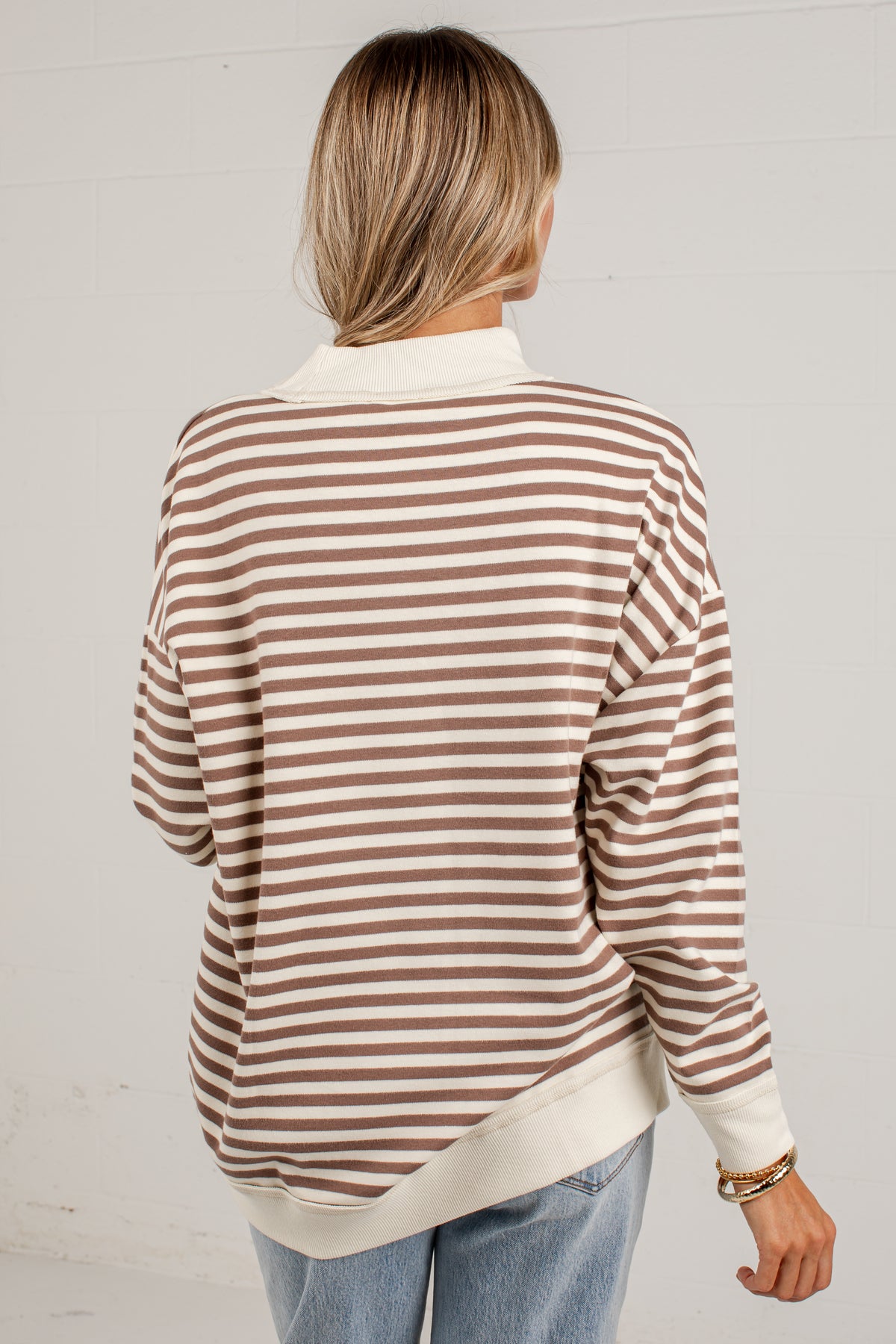 Always Fun Striped Mock Neck Top