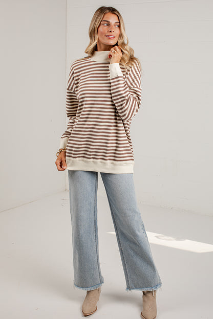 Always Fun Striped Mock Neck Top