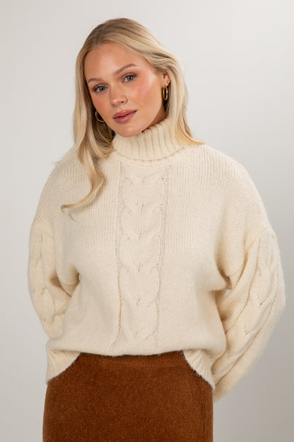 FINAL SALE - Cabin Morning Cream Turtleneck Sweater