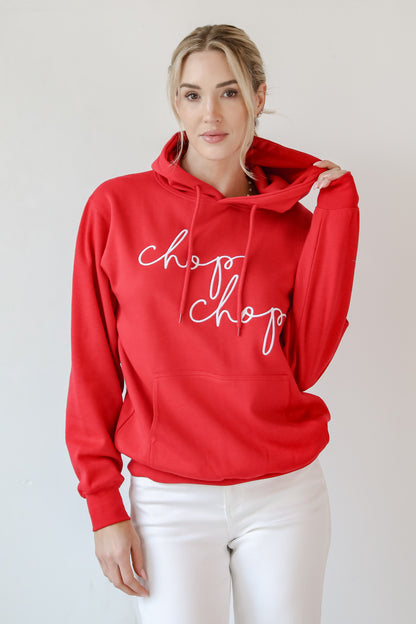 Red Chop Chop Script Embroidered Hoodie