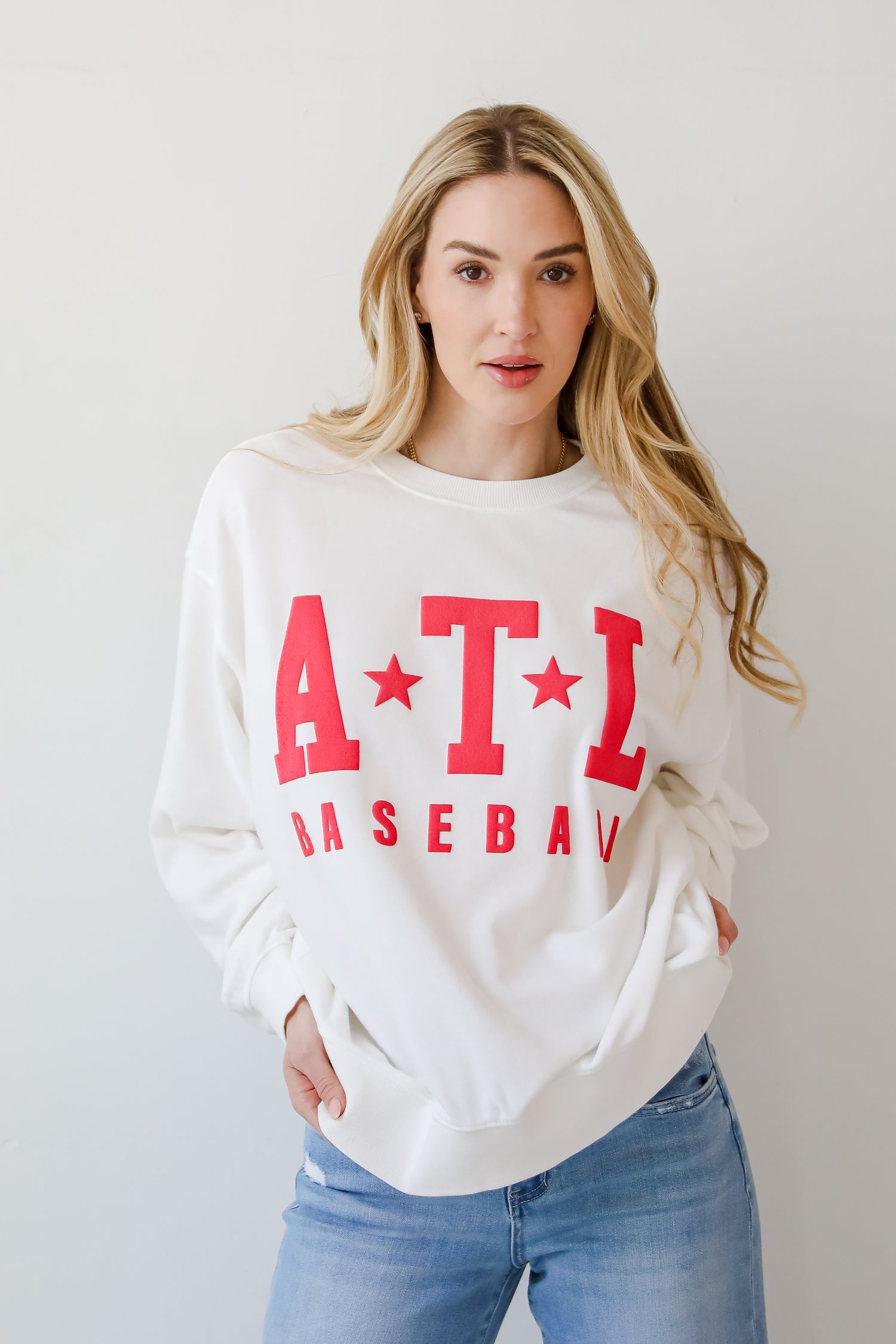 White ATL Baseball Star Sweatshirt