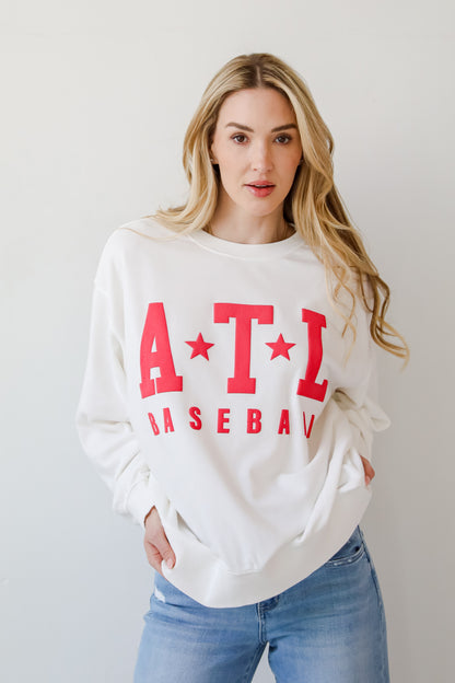 White ATL Baseball Star Sweatshirt