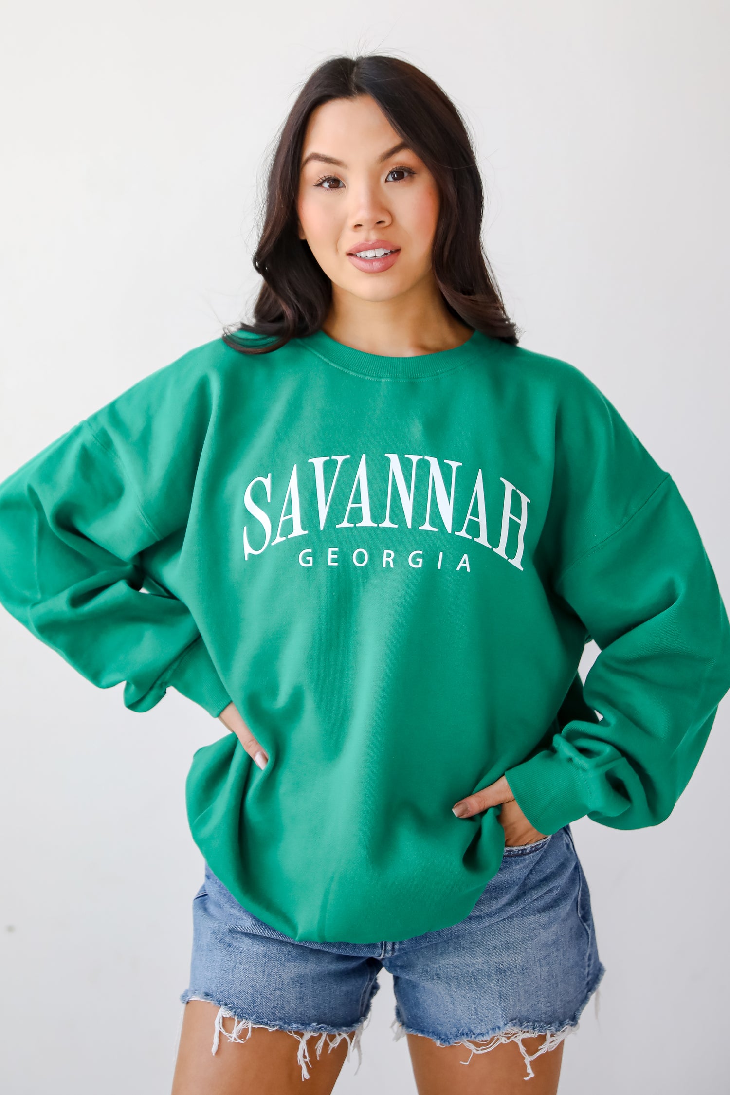 Green Savannah Georgia Block Letter Sweatshirt