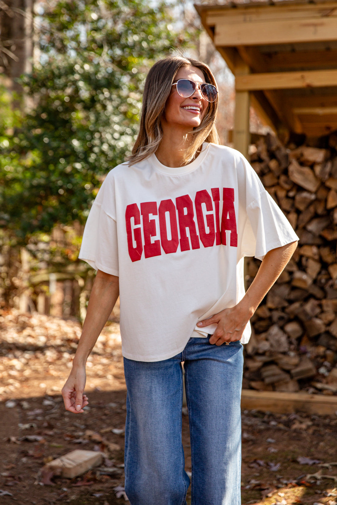 Woman wearing a &