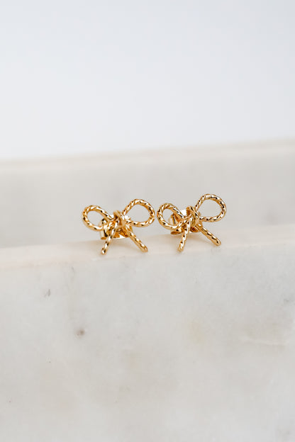 Elaine Gold Bow Stud Earrings