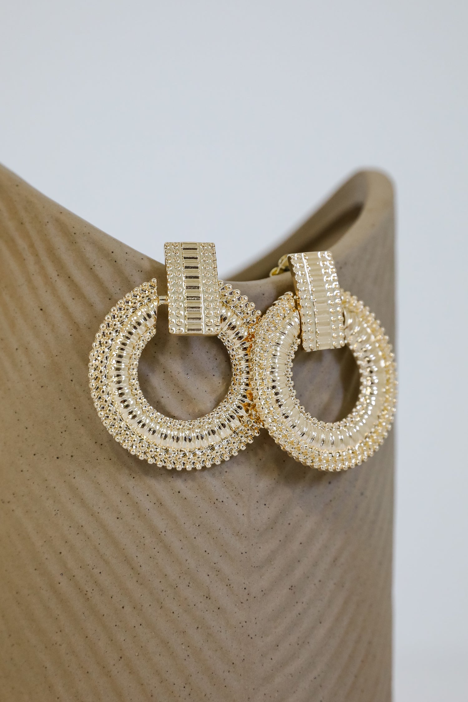 Melissa Gold Textured Statement Earrings
