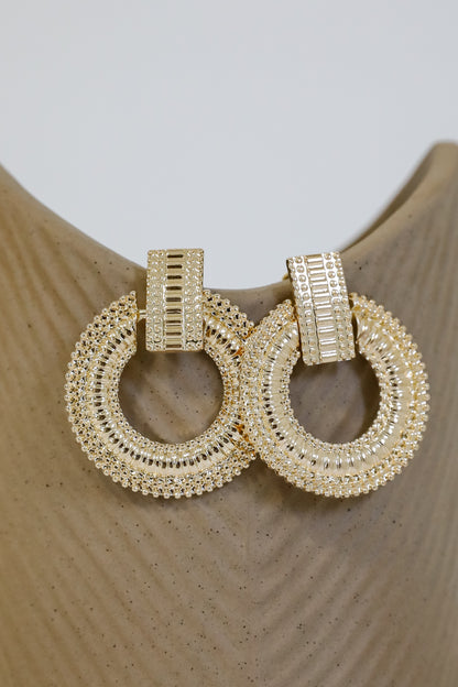 Melissa Gold Textured Statement Earrings