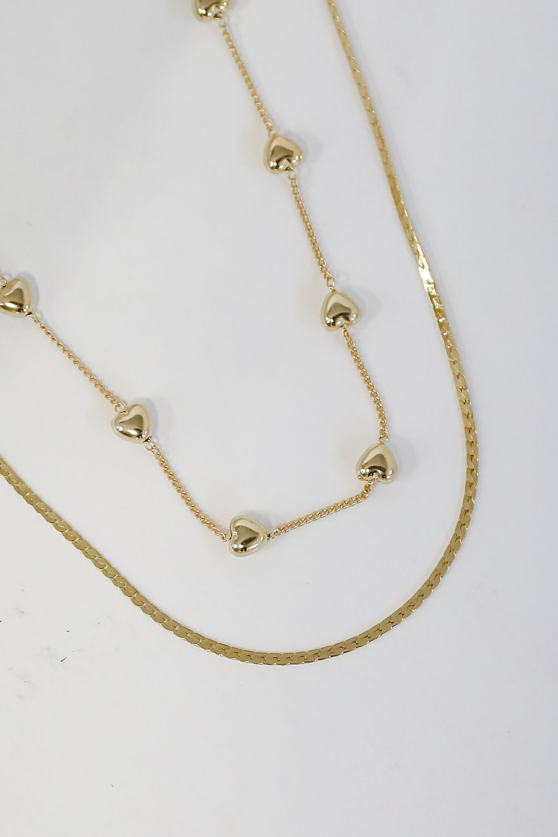 Aria Gold Heart Layered Chain Necklace