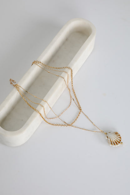 Marina Gold Layered Seashell Charm Necklace