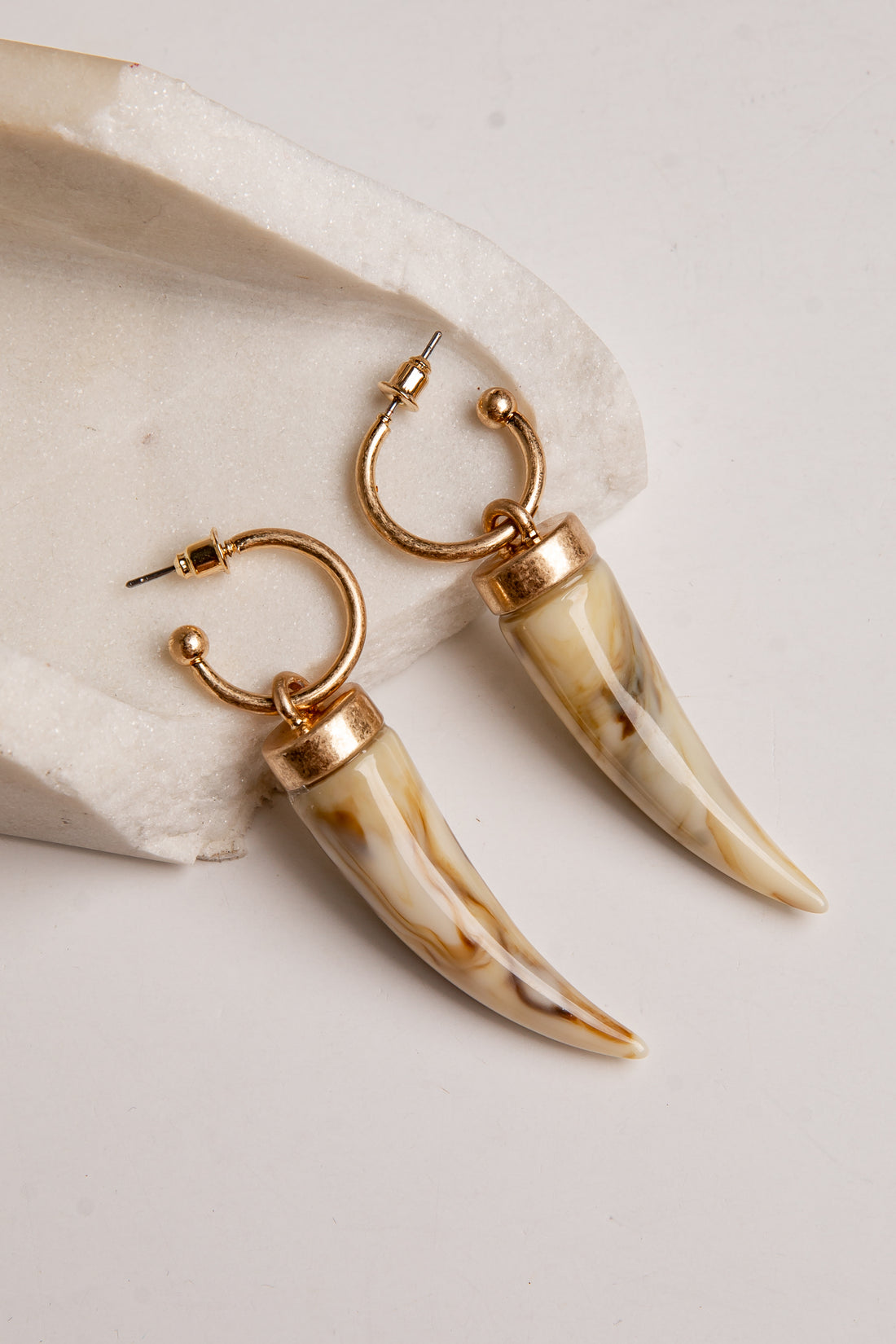 Leona Gold Marbled Horn Earrings