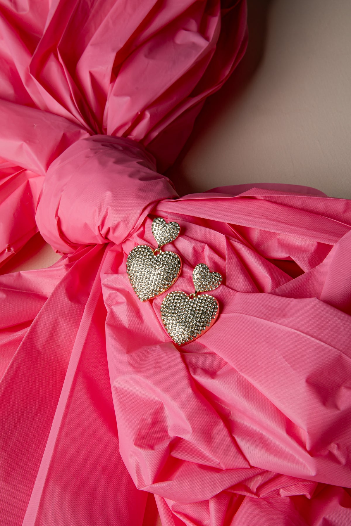 FINAL SALE - Arden Rhinestone Gold Heart Drop Earrings
