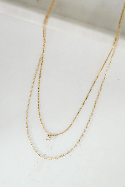Brielle Gold Layered Rhinestone Charm Necklace