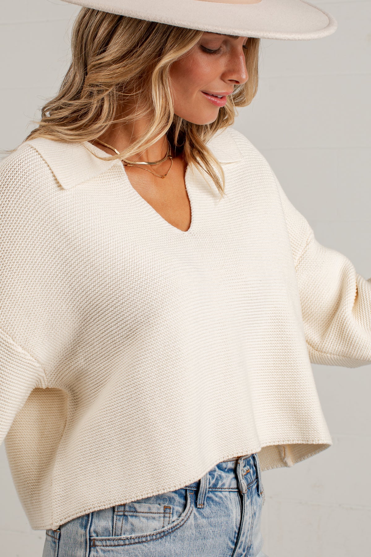 Most Requested Ivory Collared Sweater