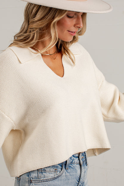 Most Requested Ivory Collared Sweater