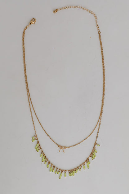 Yellow Beaded Layered Necklace