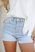 Cortney Light Wash High-Rise Stretch Mom Shorts