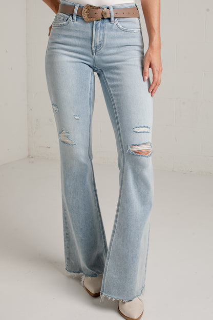 Lesley High Rise Light Wash Mini Flare Jeans