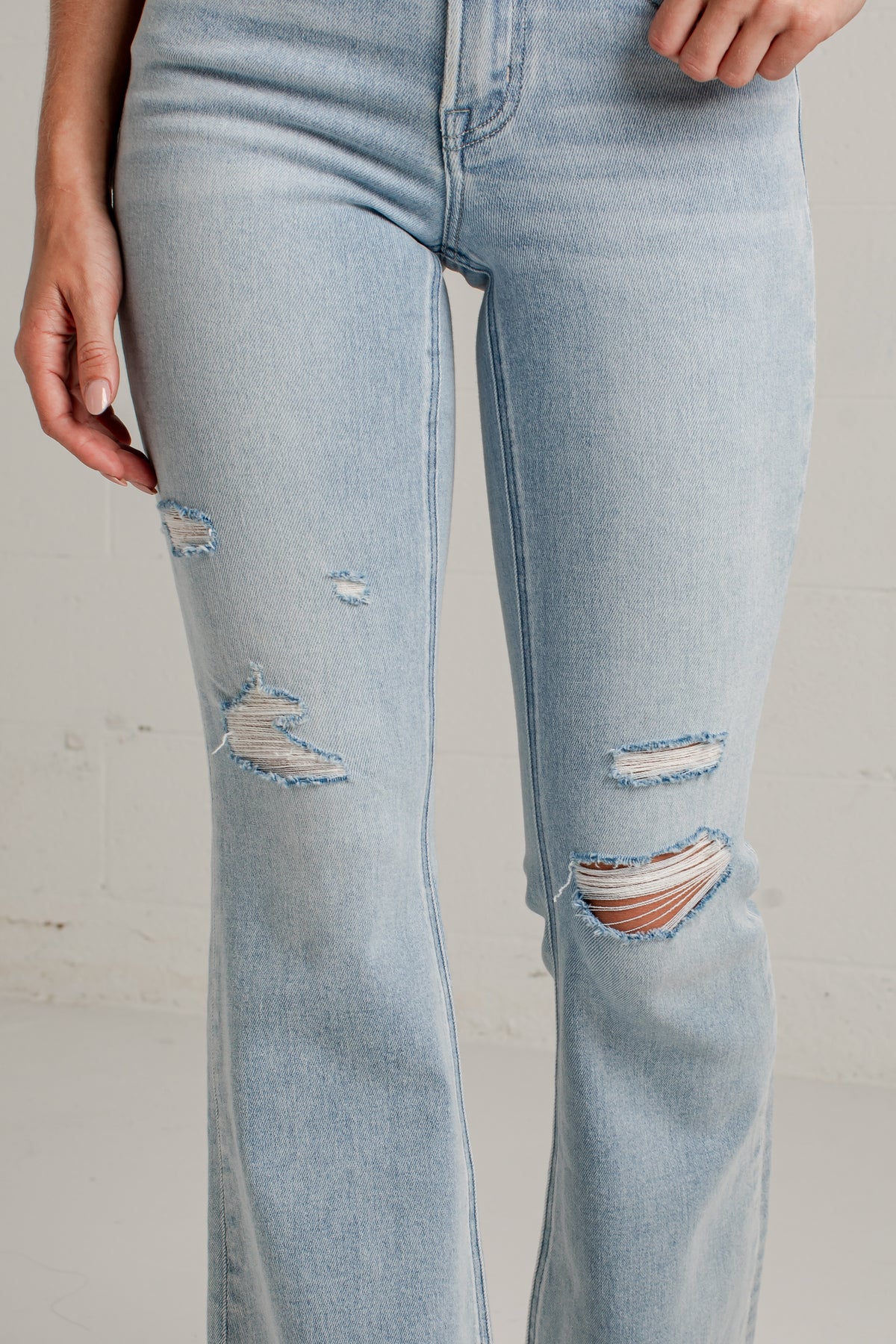 Lesley High Rise Light Wash Mini Flare Jeans