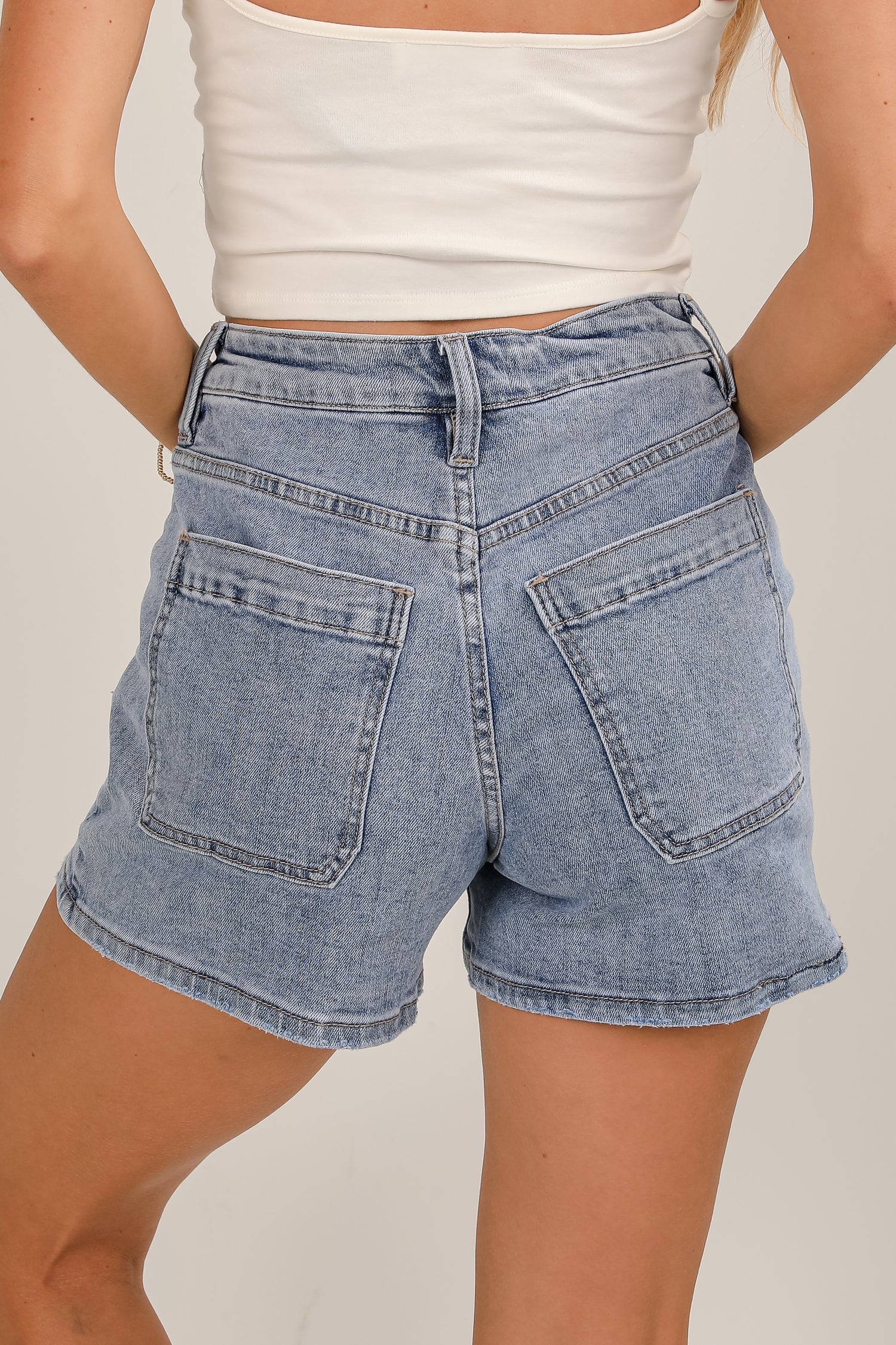 Gretchen Medium Wash High-Rise Mom Denim Shorts