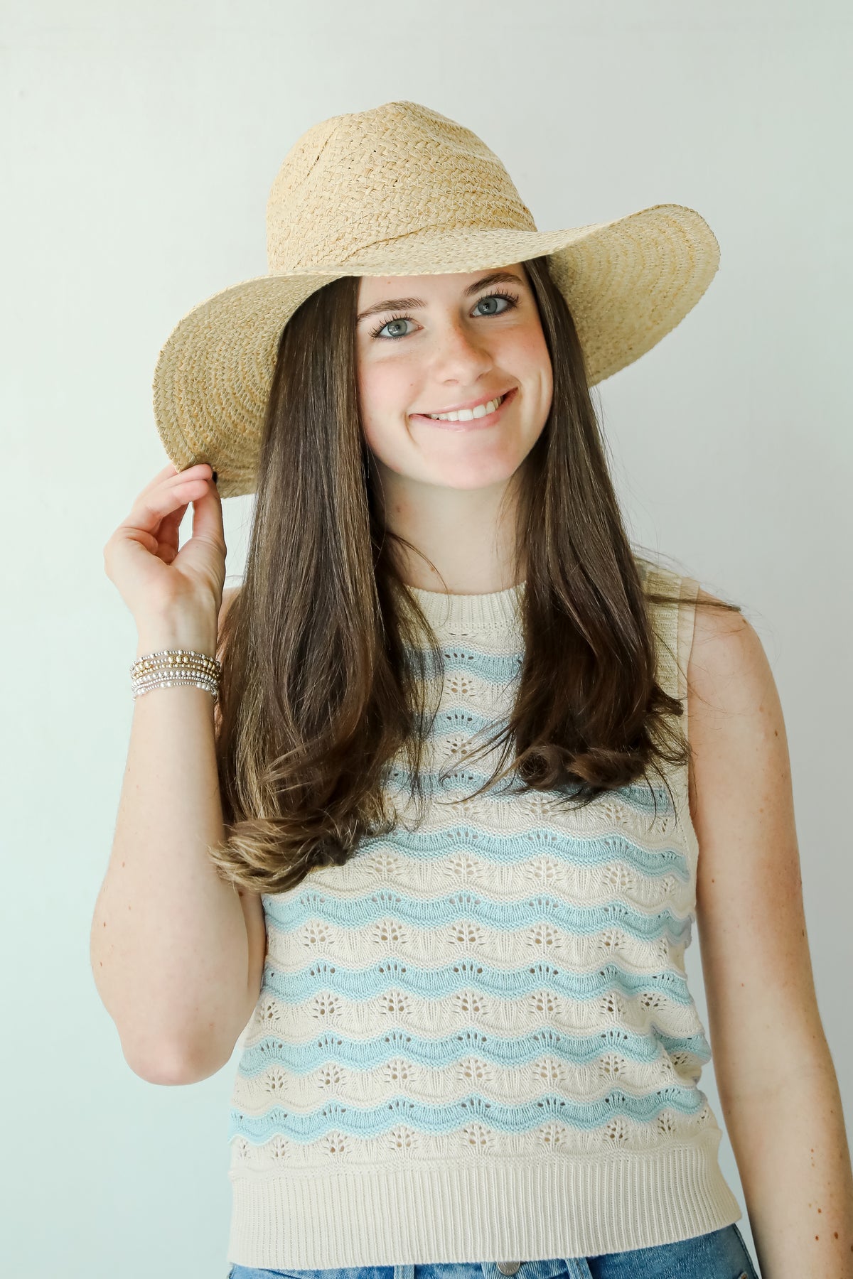Beachside Charm Natural Straw Fedora Wide Brim Hat