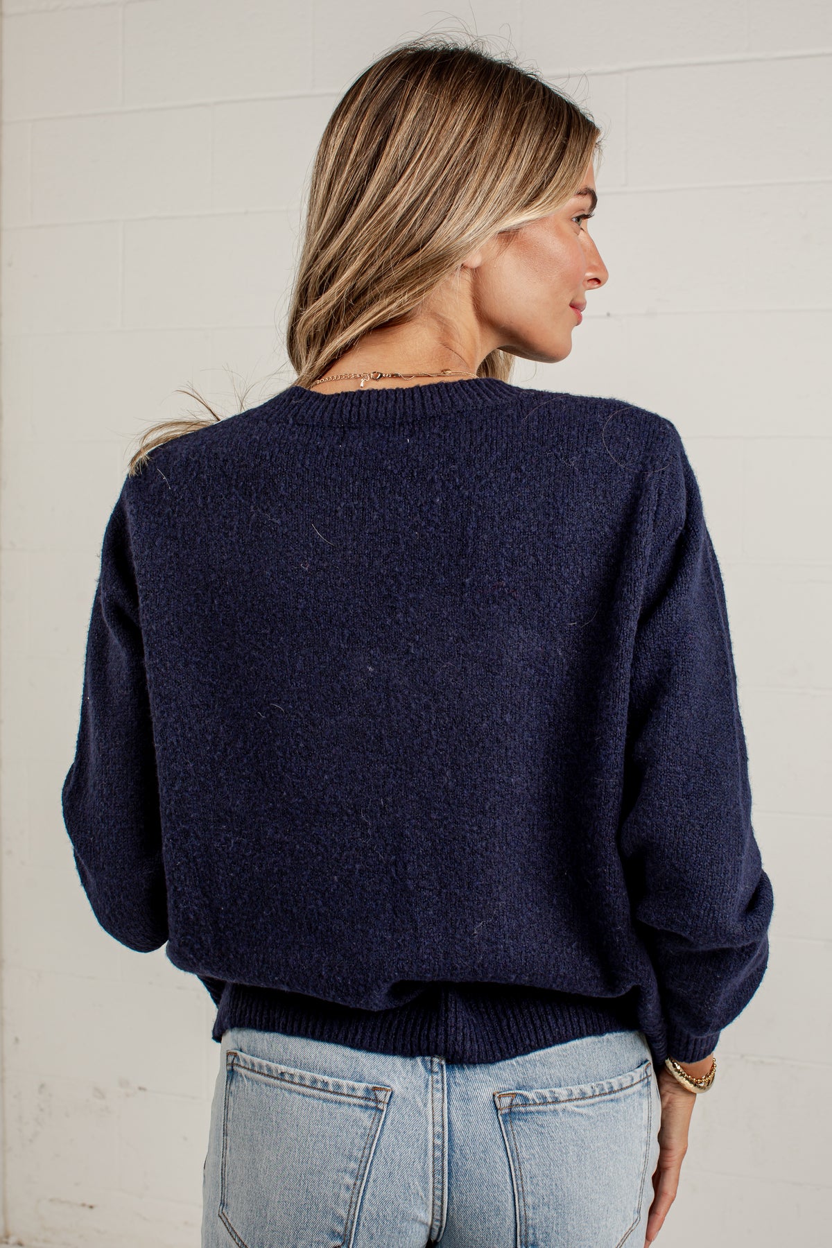 Atlanta Script Navy Sweater