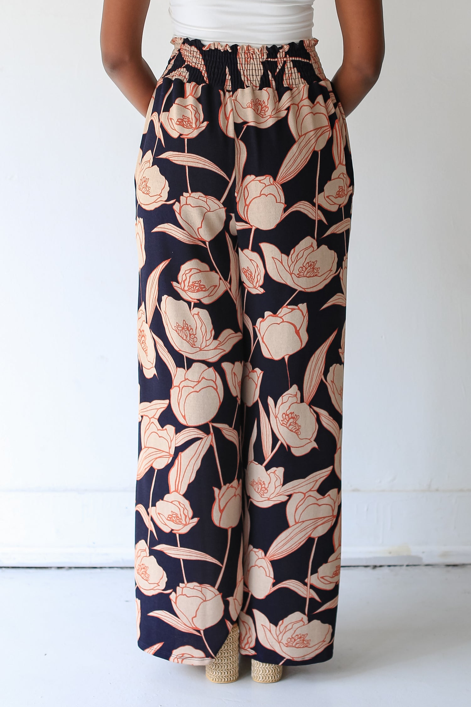 Floral Wide Leg Pants back view