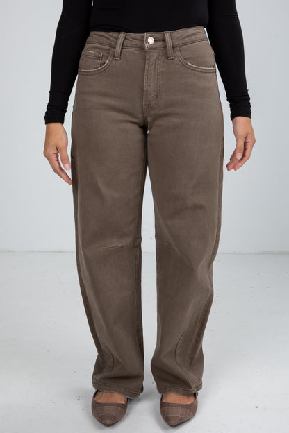 brown barrel jeans