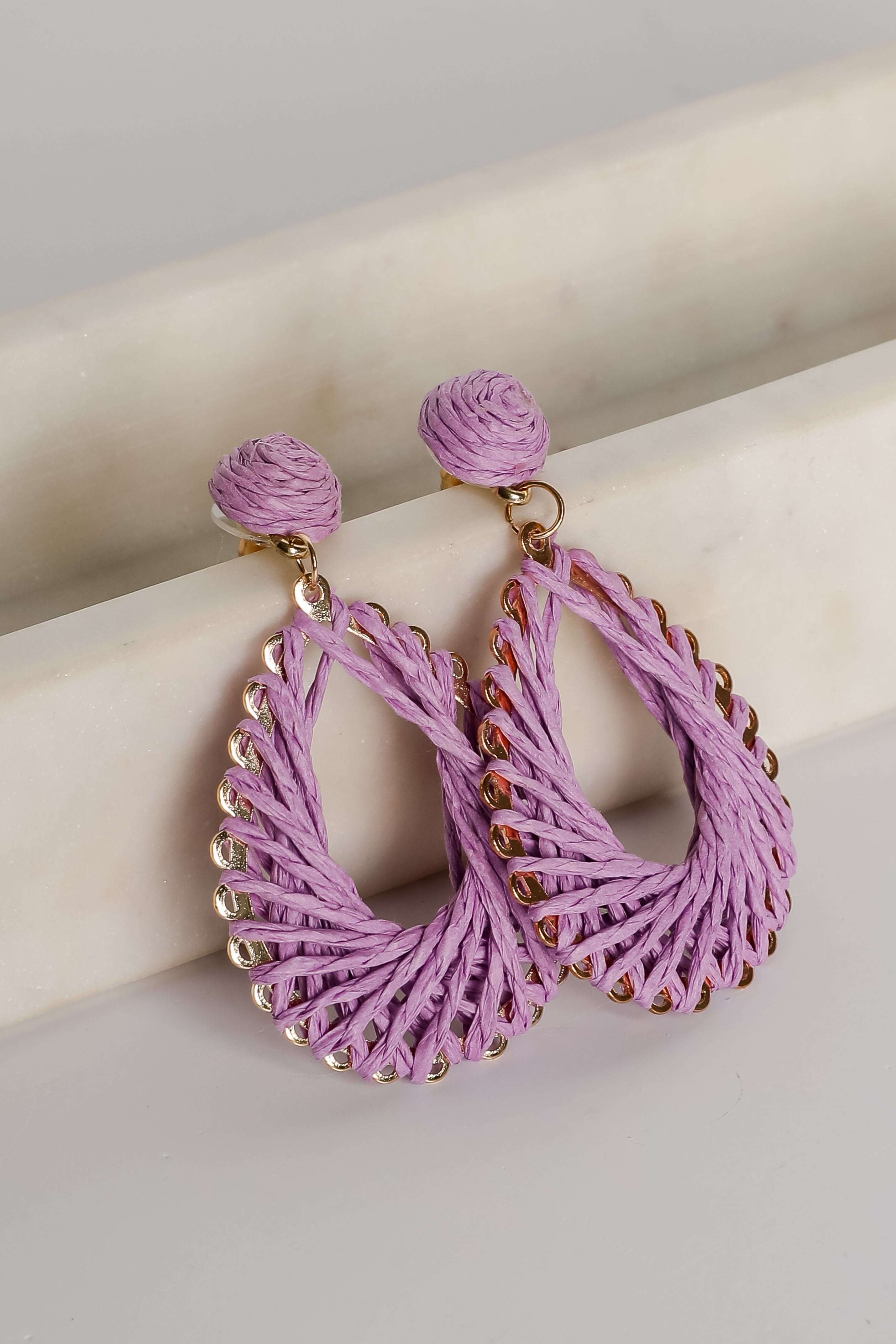 Ella Straw Teardrop Earrings