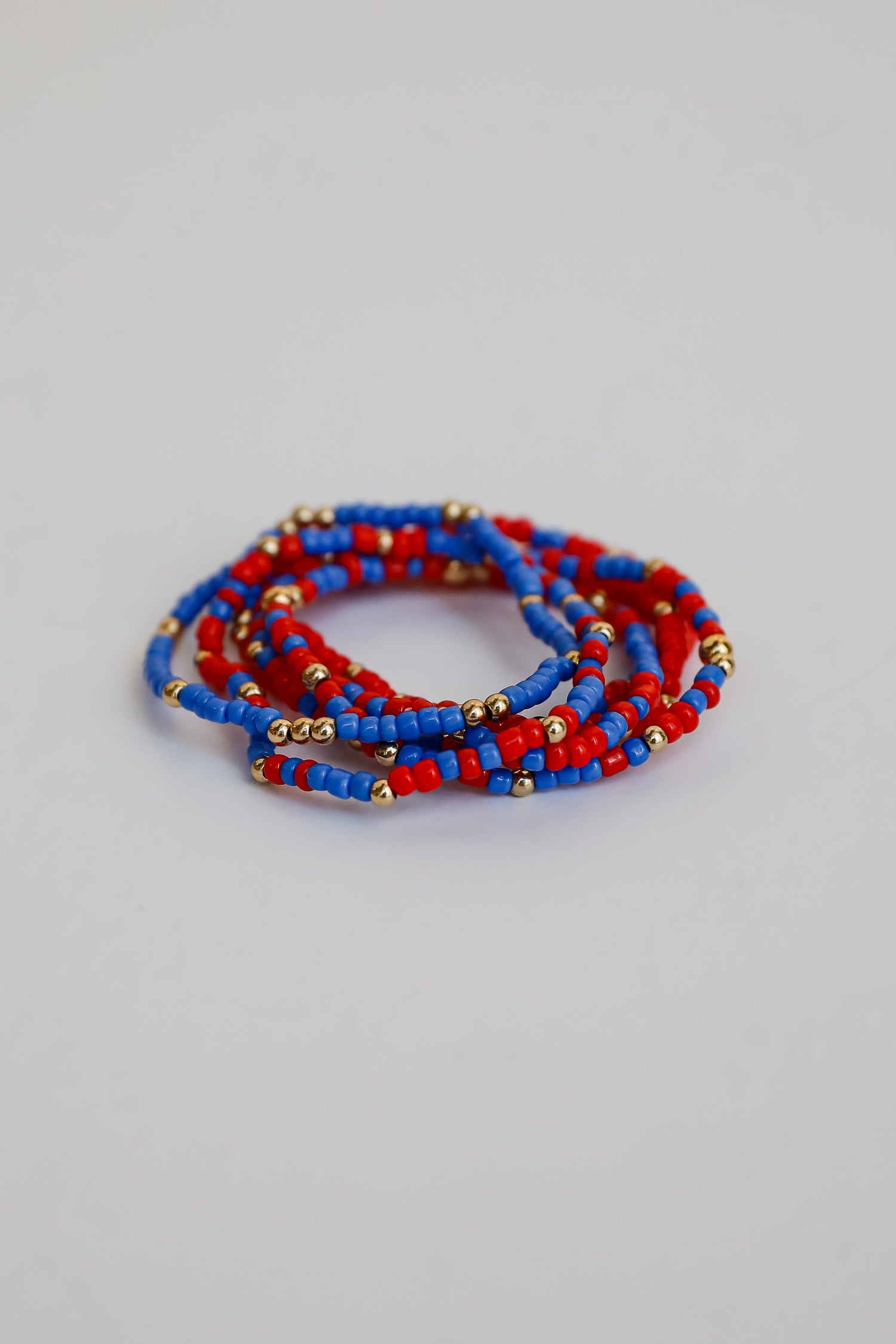 Hallie Blue/Red Beaded Bracelet Set