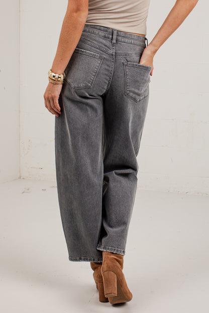 Emily Grey High Rise Wide Leg Jeans