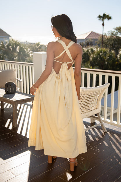 Sunlit Daisy Yellow Midi Dress