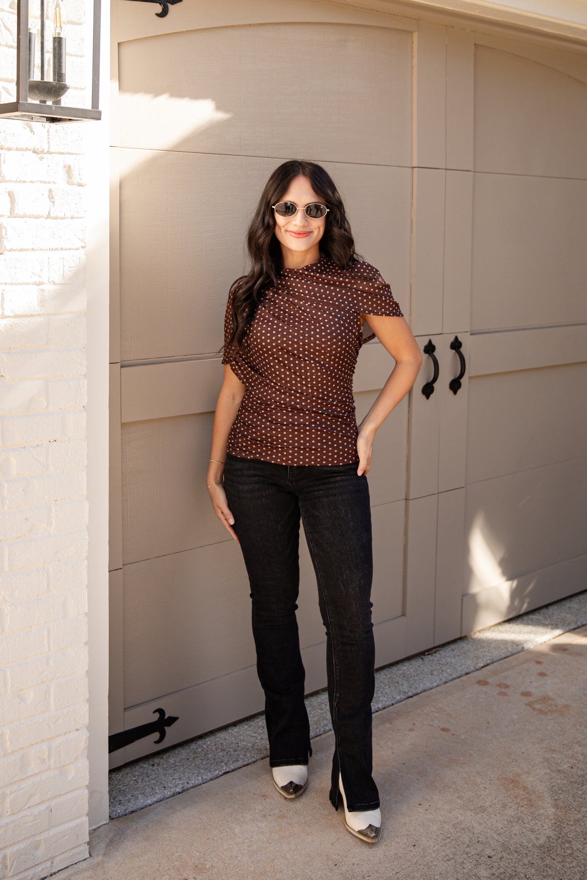 Miranda Black Mid-Rise Slit Hem Bootcut Jeans