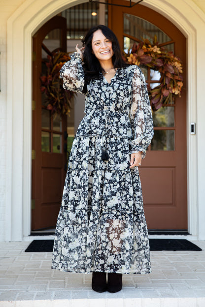Luxe Intentions Black Floral Maxi Dress