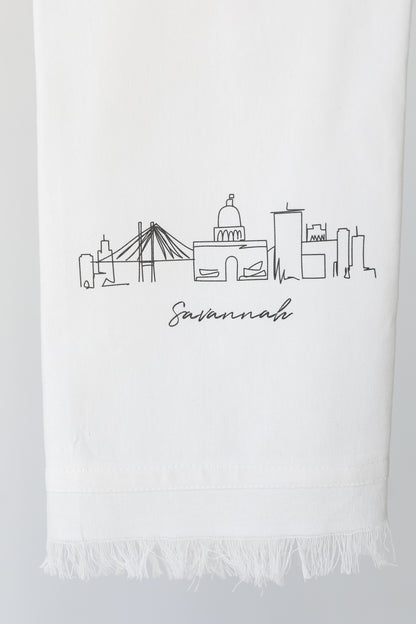 Savannah City Scape Hand Towel close up