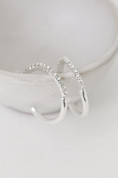 sparkly silver Rhinestone Hoop Earrings