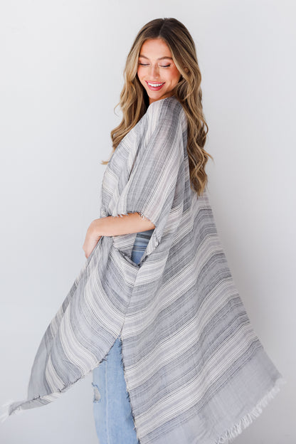 black Striped Kimono side view