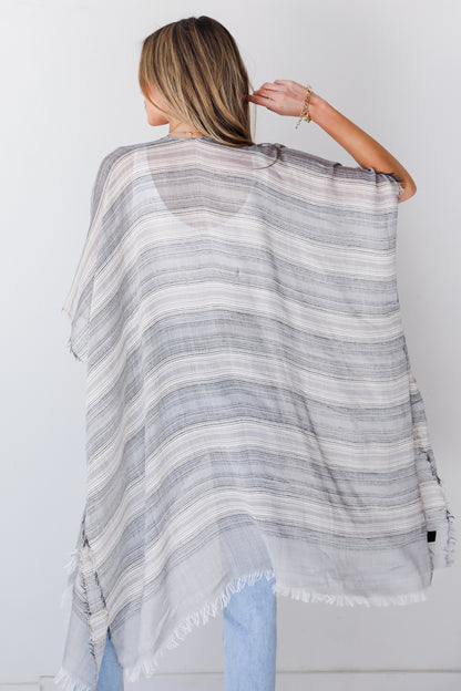 black Striped Kimono back view