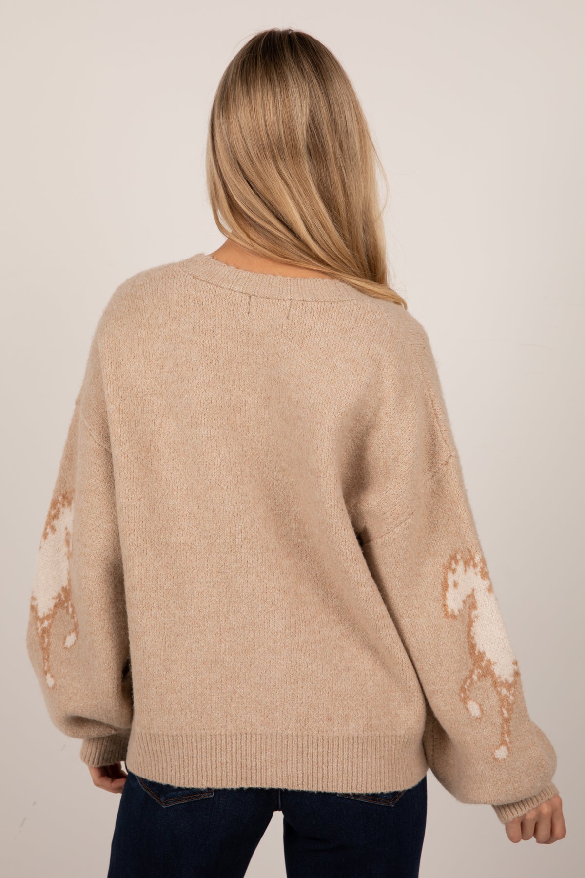 Horse Country Taupe Sweater Cardigan
