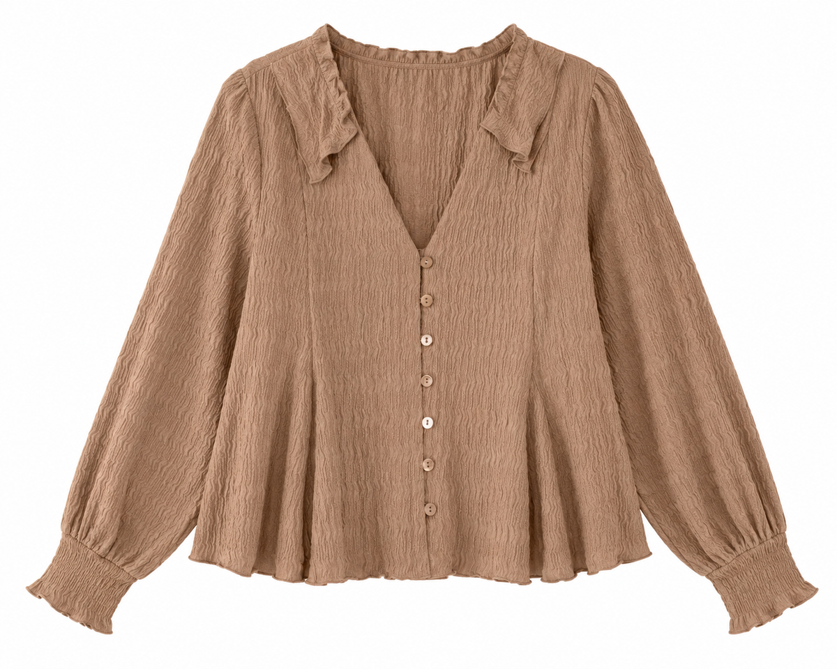 Timeless Moment Taupe Textured Blouse