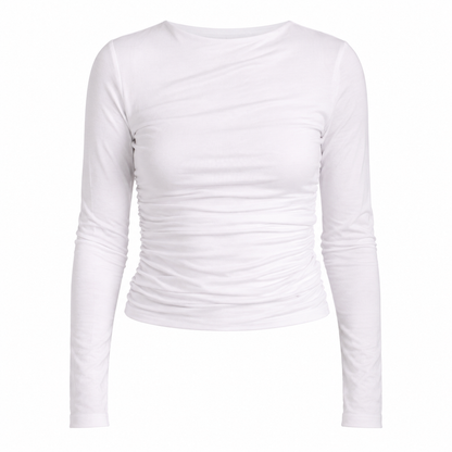 Sleek Standard Long Sleeve Ruched Top