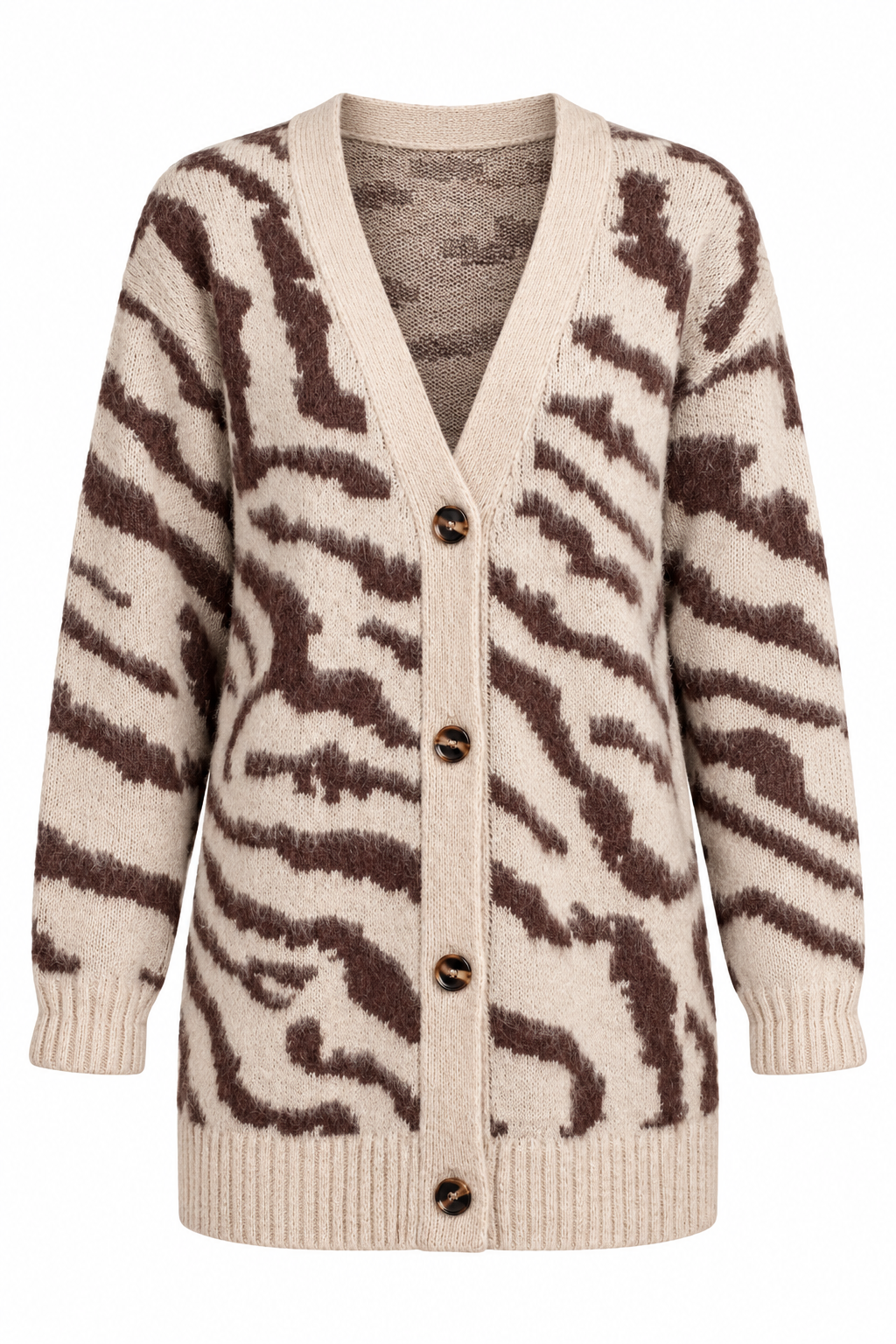 FINAL SALE - Untamed Taupe Zebra Print Oversized Knit Cardigan