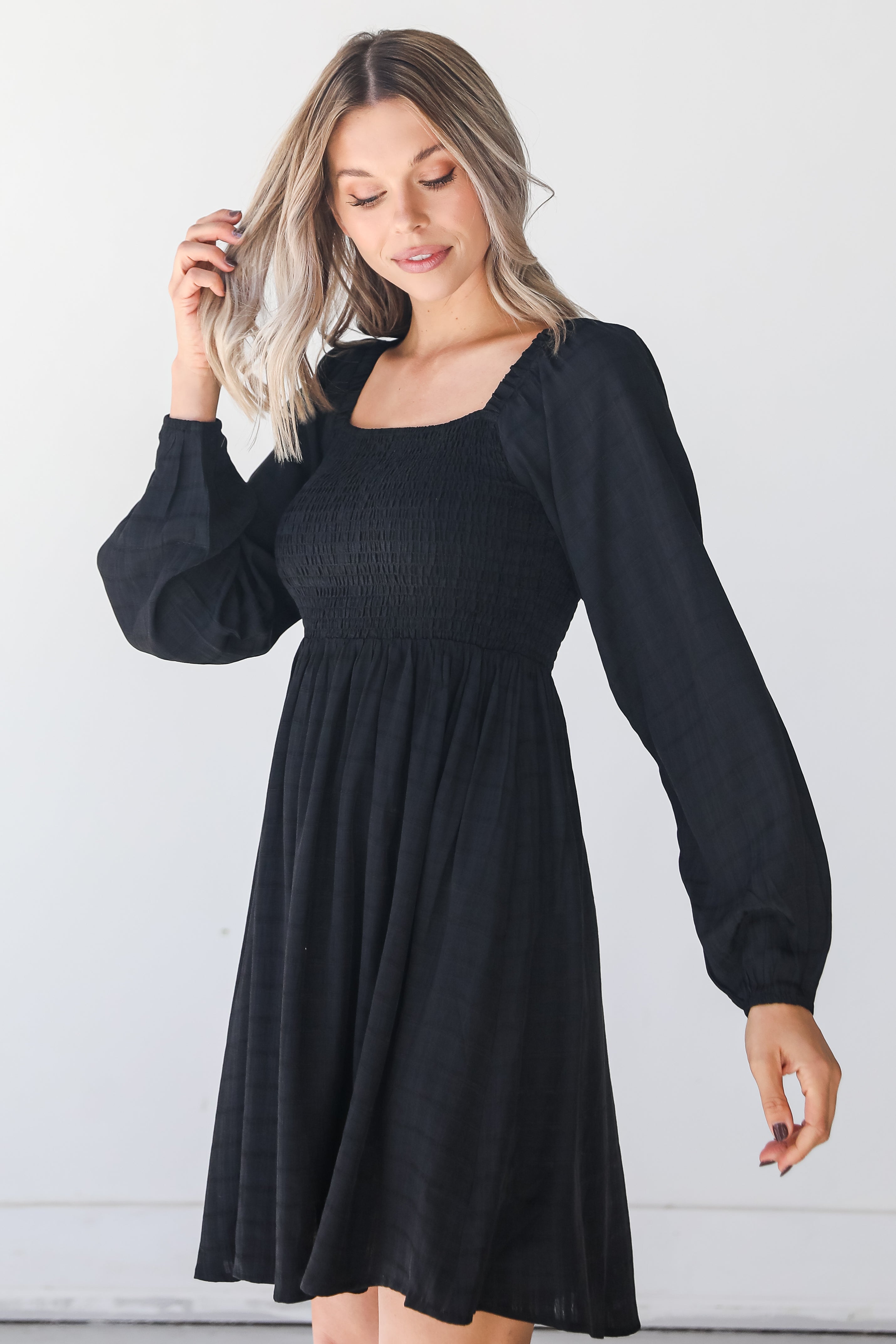 Smocked Mini Dress side view