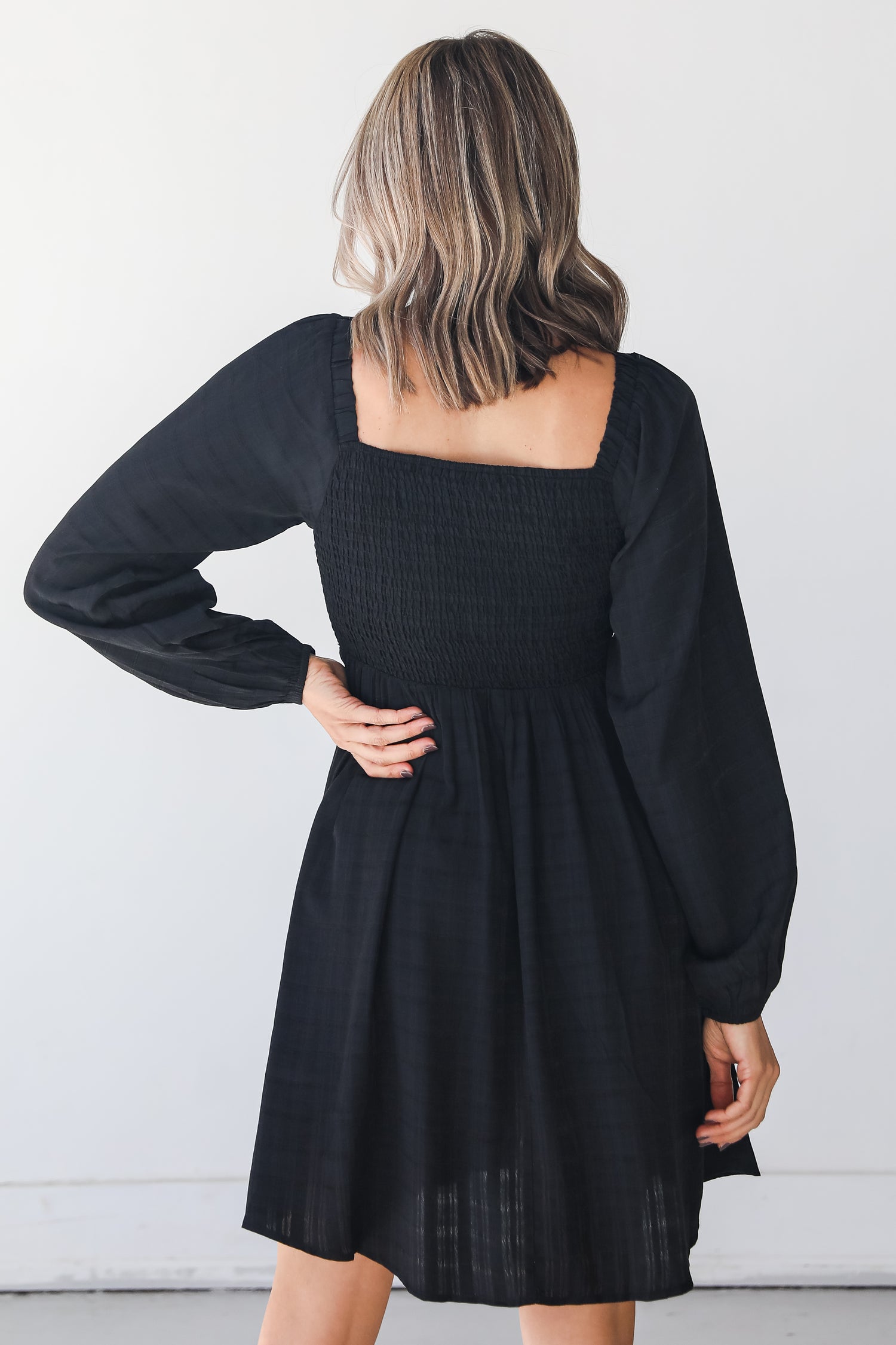 Smocked Mini Dress back view