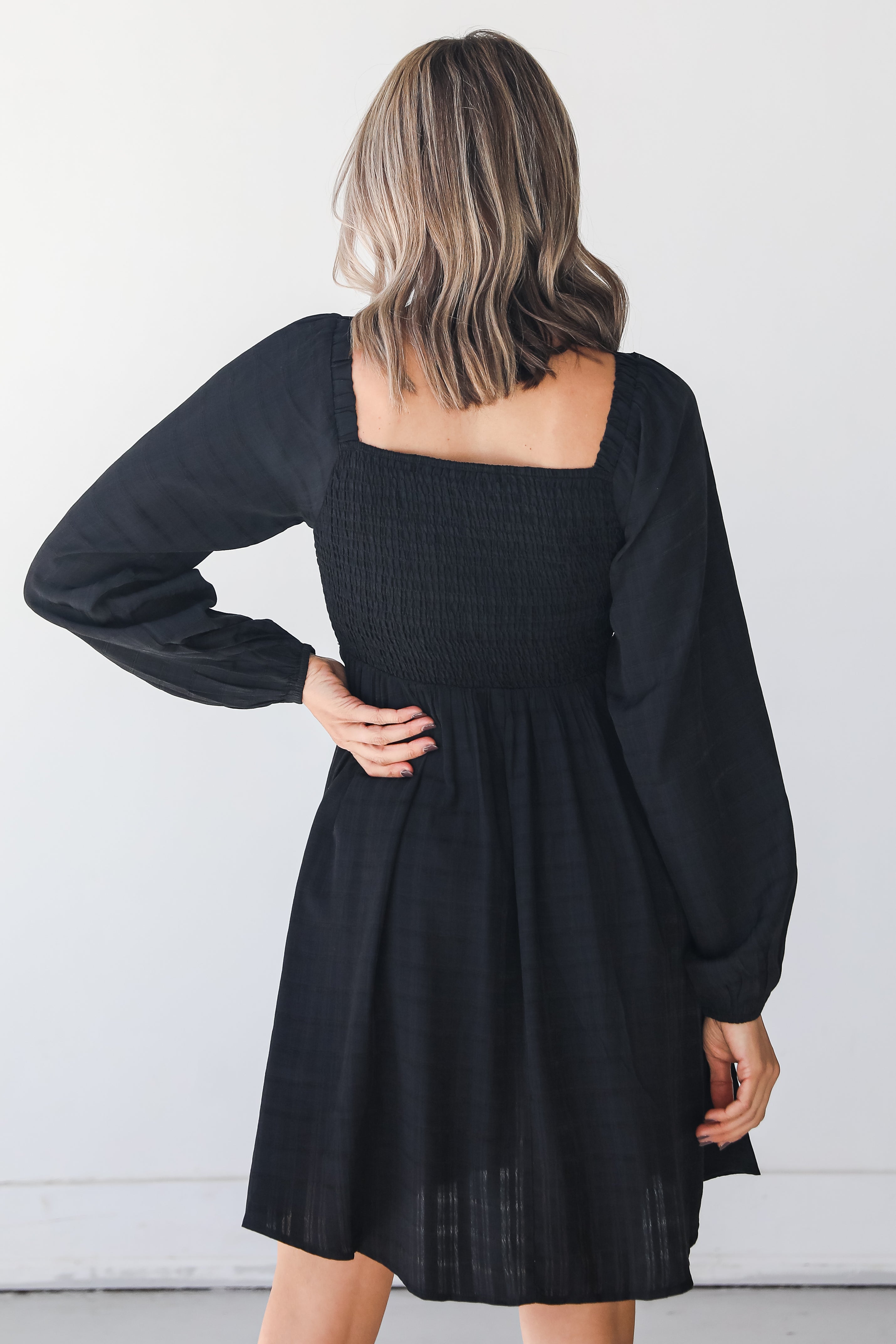 Smocked Mini Dress back view