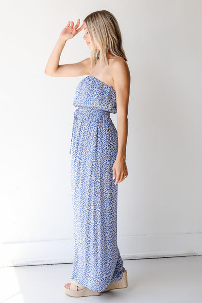 Florals Strapless Jumpsuit side view