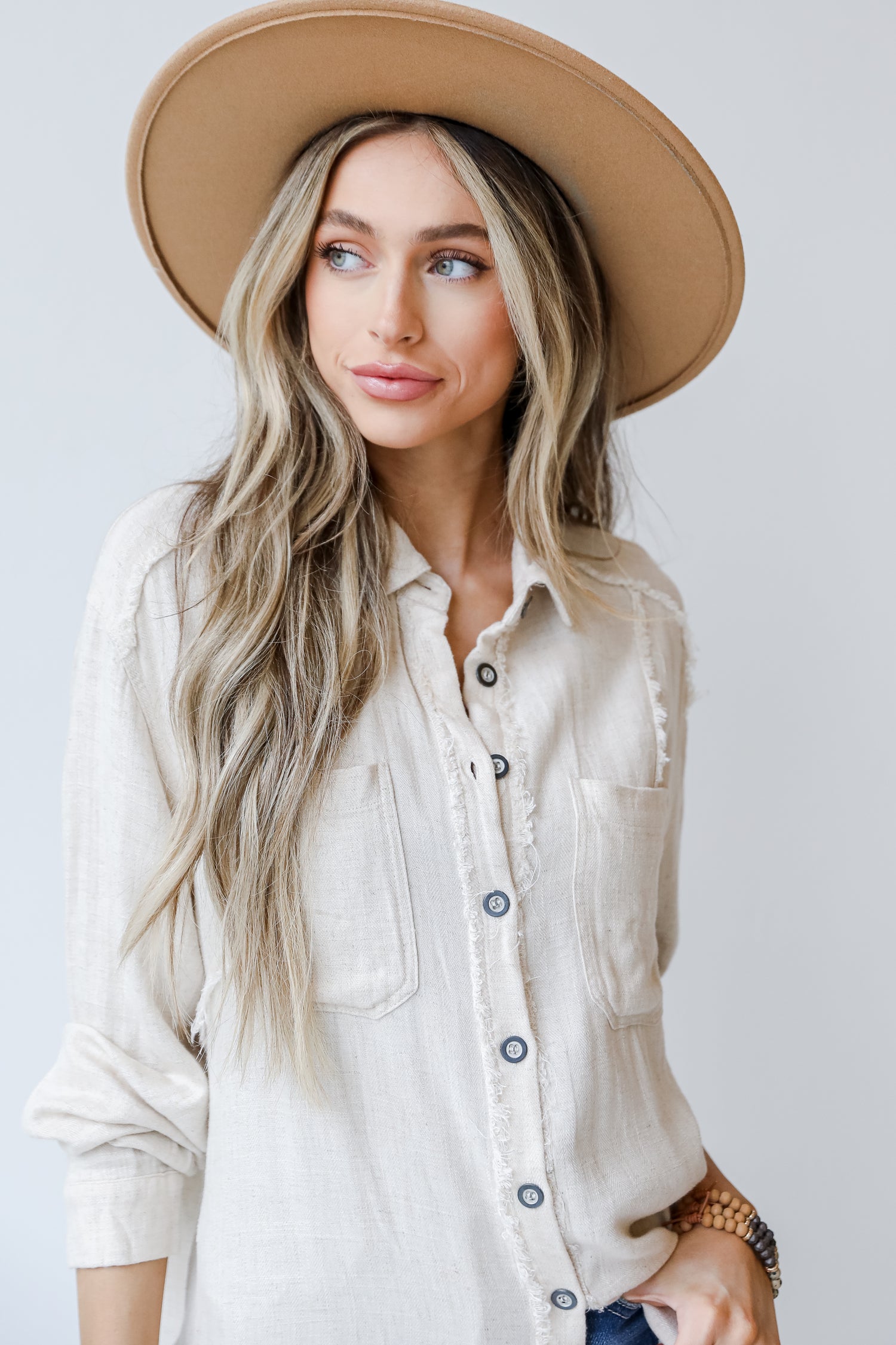 Linen Blouse on model