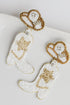 white Star Cowgirl Boots Beaded Drop Earrings