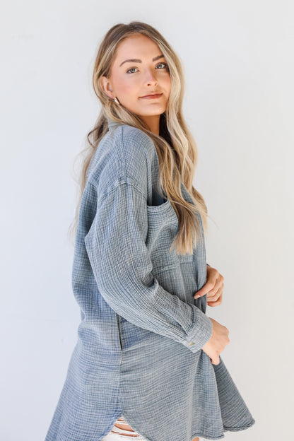 Linen Tunic side view on model