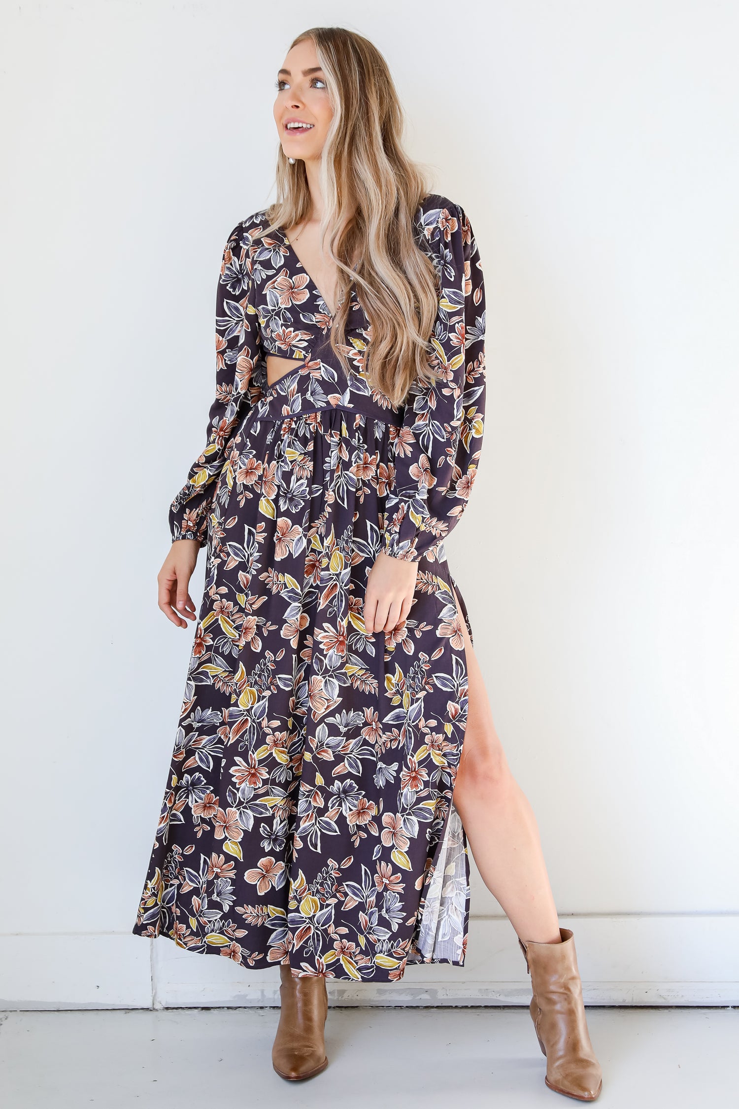 Floral Cutout Maxi Dress